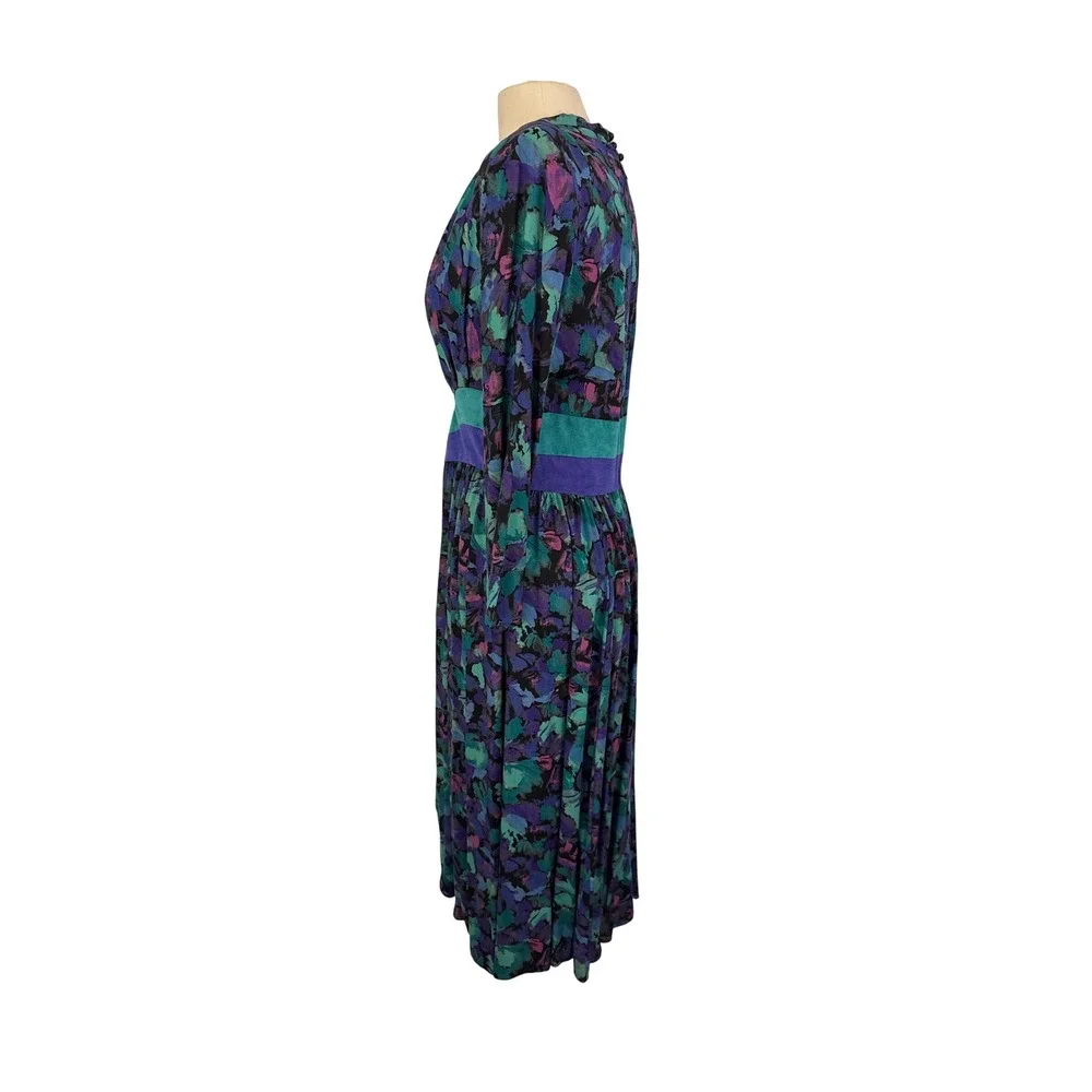 Patty O'Neil Petites Vintage Abstract Floral Print Midi‎ Dress Size 14